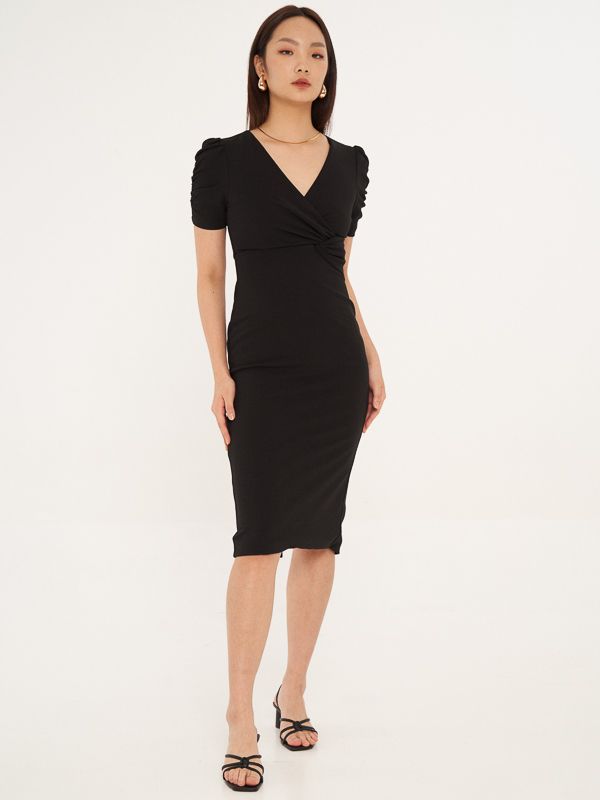 Front Wrap Midi Dress