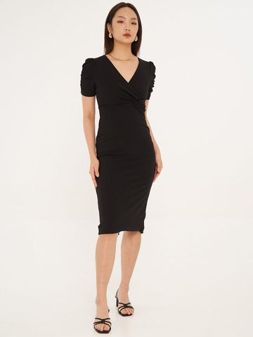 Front Wrap Midi Dress