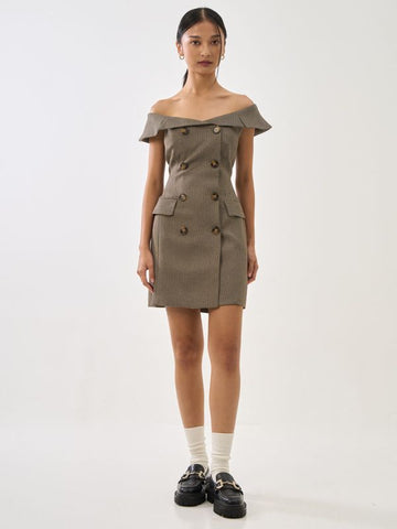 Off Shoulder Plaid Dress