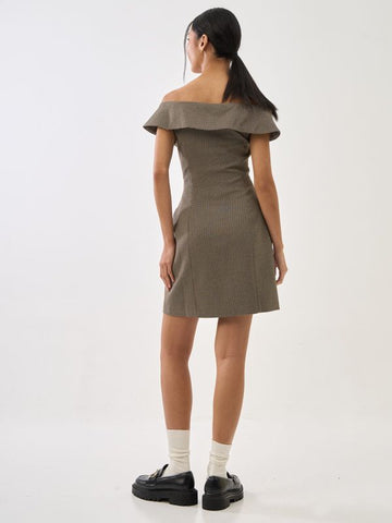 Off Shoulder Plaid Dress