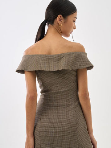 Off Shoulder Plaid Dress