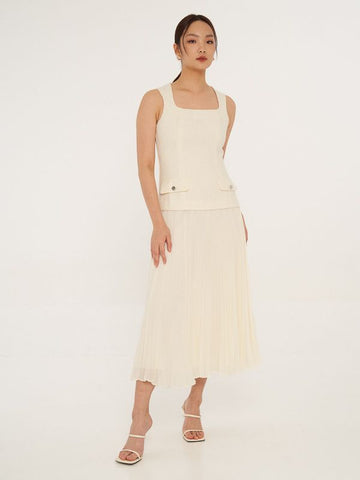 Sleeveless Tweed Long Dress