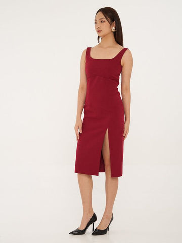 Square Neck Slit Dress