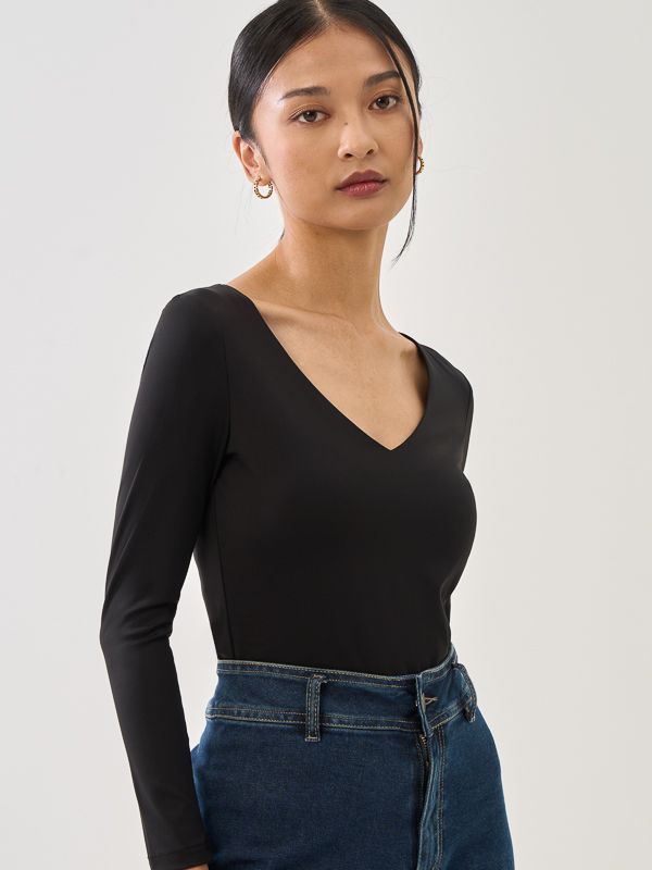SupraSoft™ Basic V-Neck Long Sleeve Top