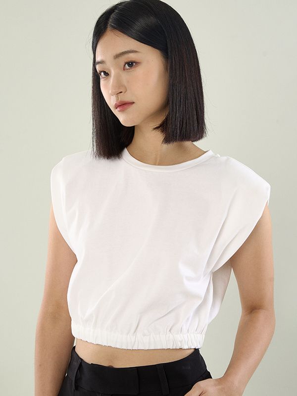 Cropped Top With Padded Shoulders