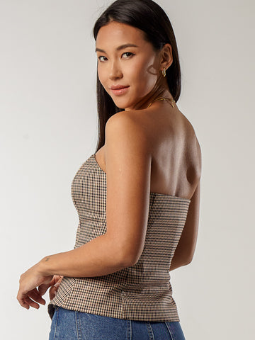 Checkered Bustier Top
