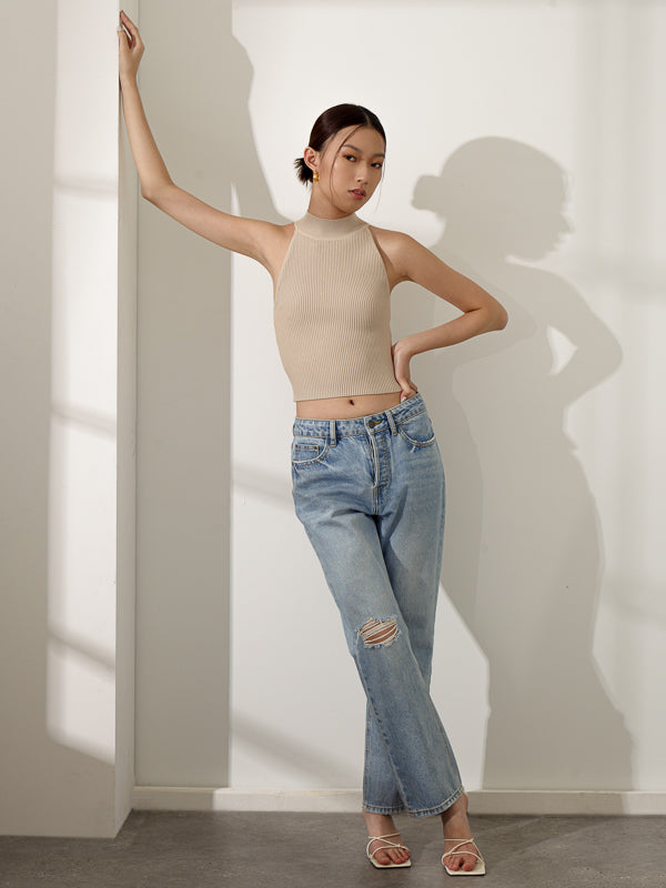 Rib-Knit Halter Top