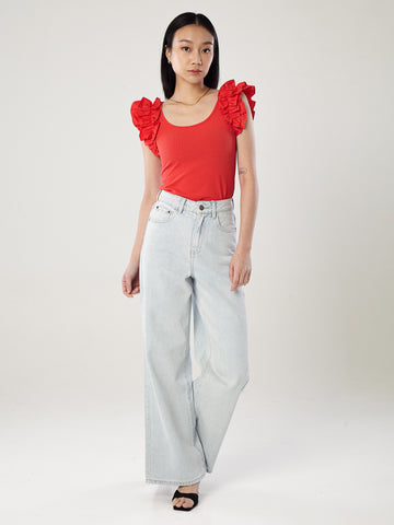 Tank Top With Ruffled Sleeves