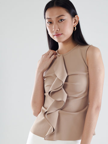 Sleeveless Top with Front Drapings