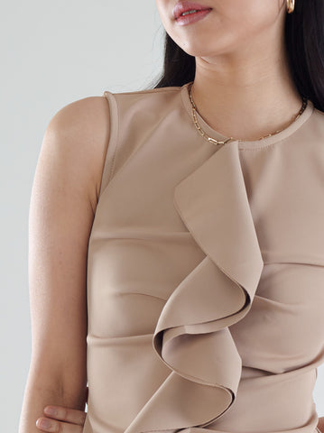 Sleeveless Top with Front Drapings