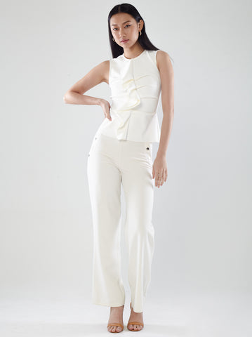 Sleeveless Top with Front Drapings