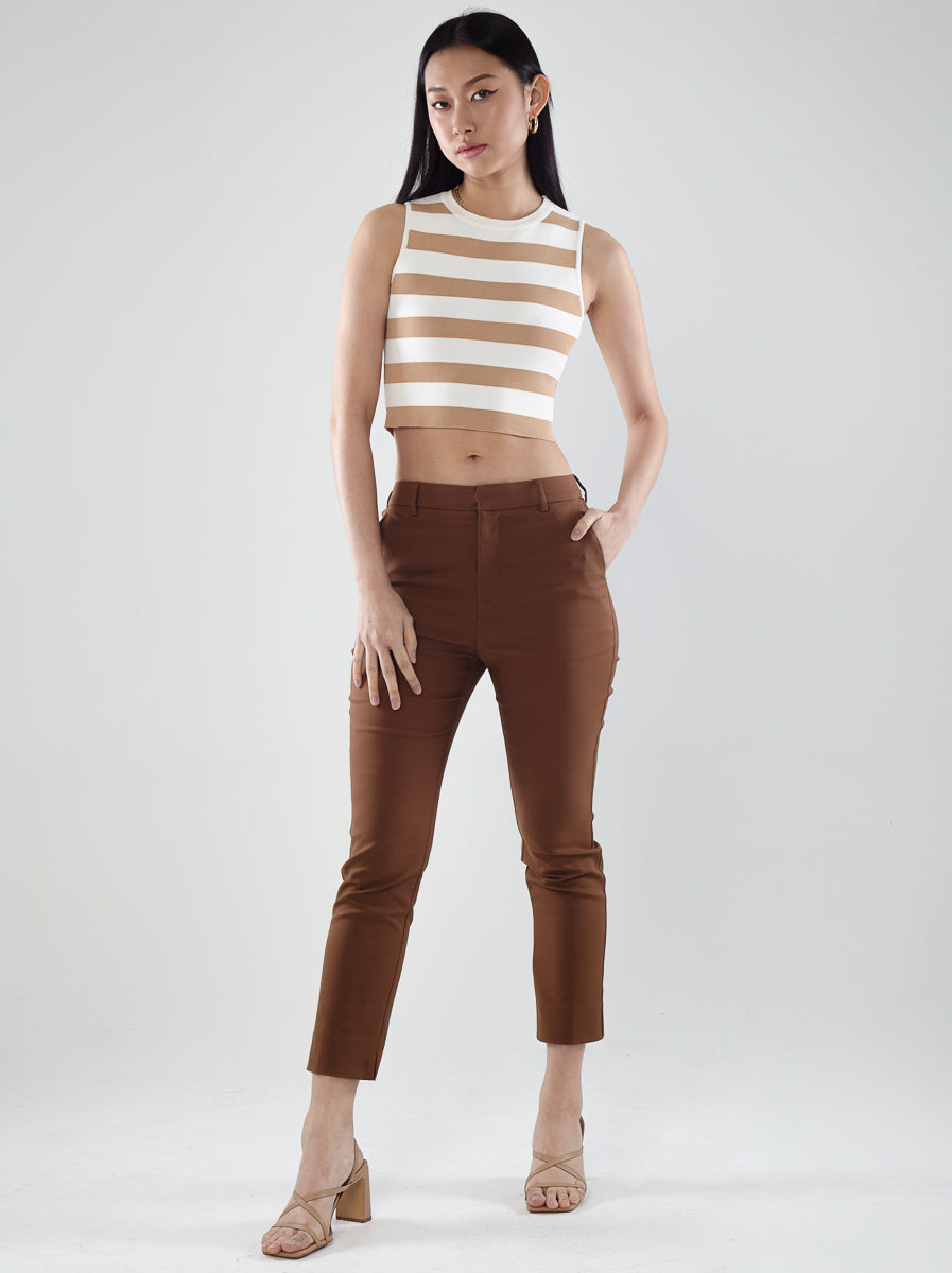 Sleeveless Round Neck Crop Top