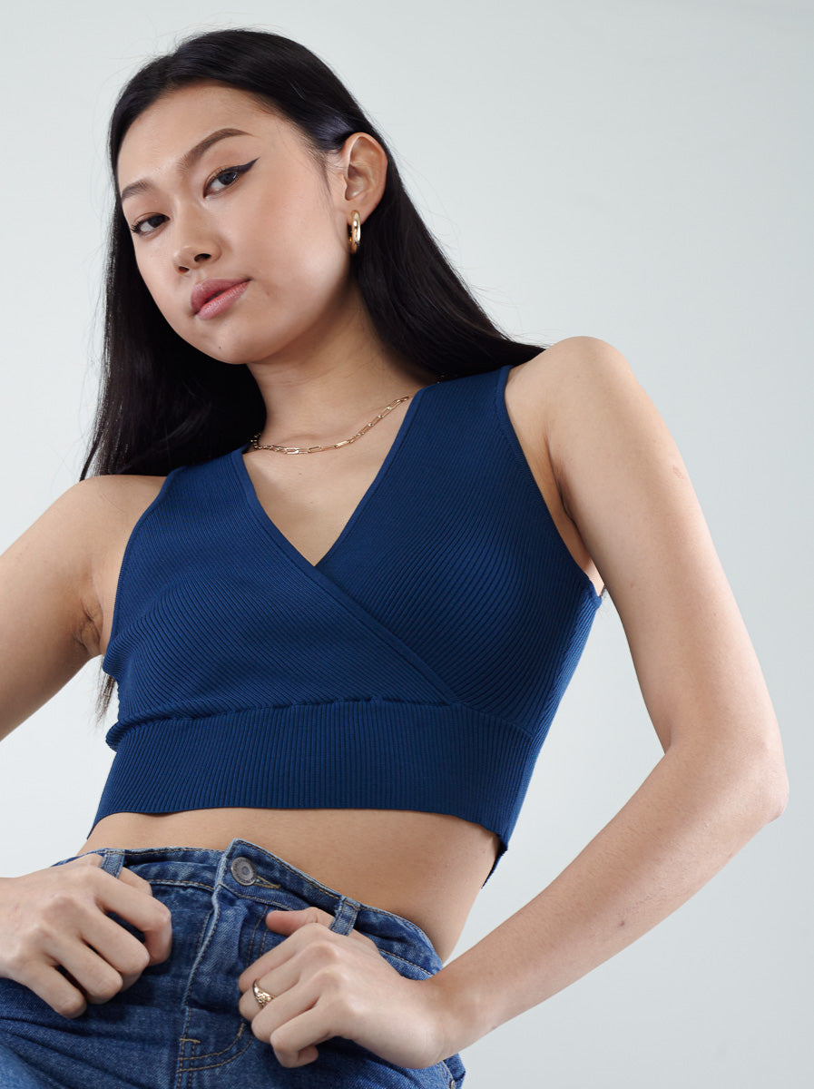 Ribbed V-Neck Crop Top