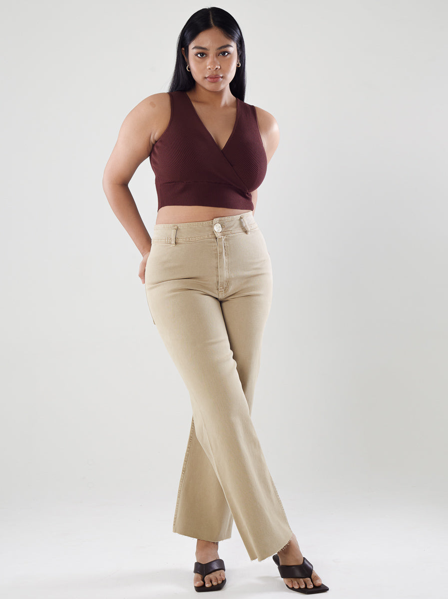 Ribbed V-Neck Crop Top