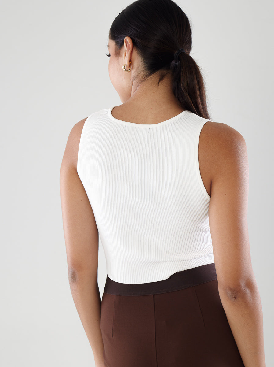 Ribbed V-Neck Crop Top