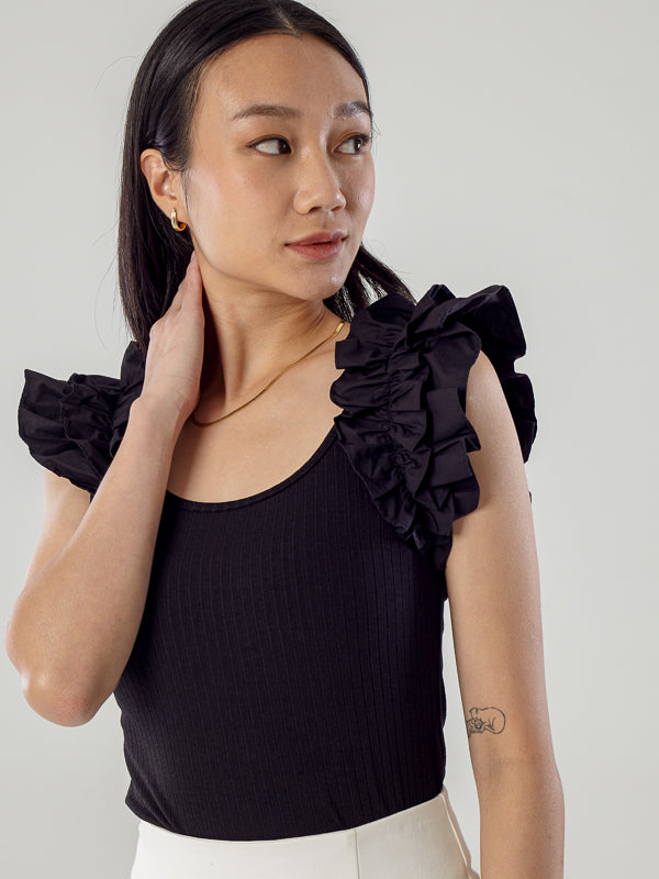 Tank Top With Ruffled Sleeves