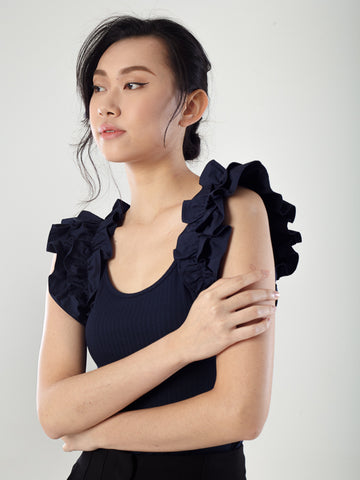 Tank Top With Ruffled Sleeves