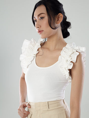 Tank Top With Ruffled Sleeves