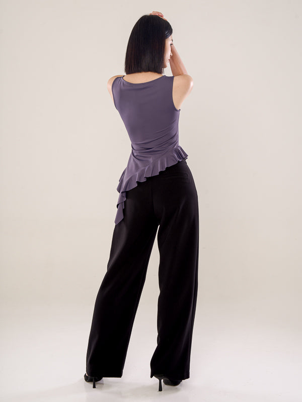 Sleeveless Top With Ruffle Detail