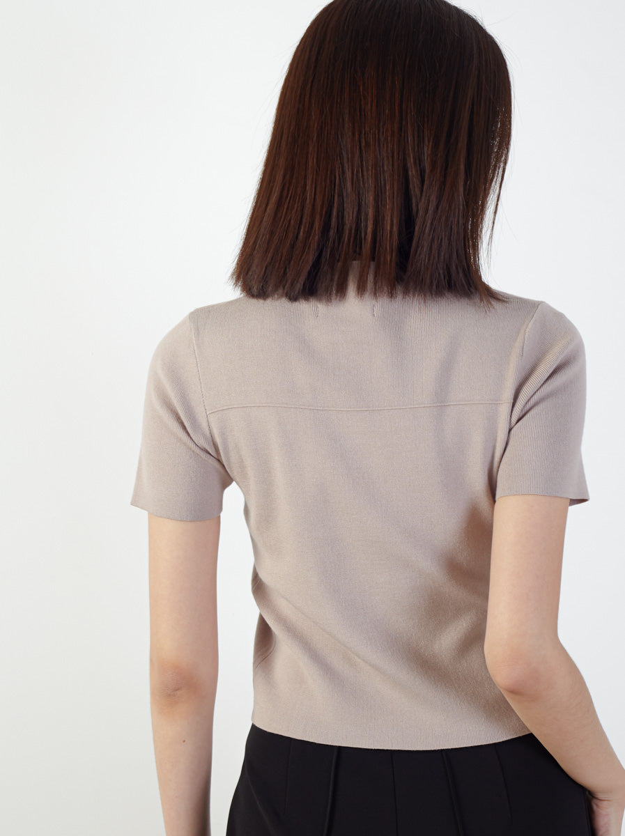 High Crew Neck Knitted Top