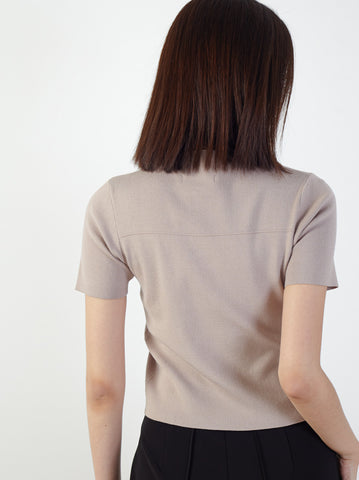 High Crew Neck Knitted Top