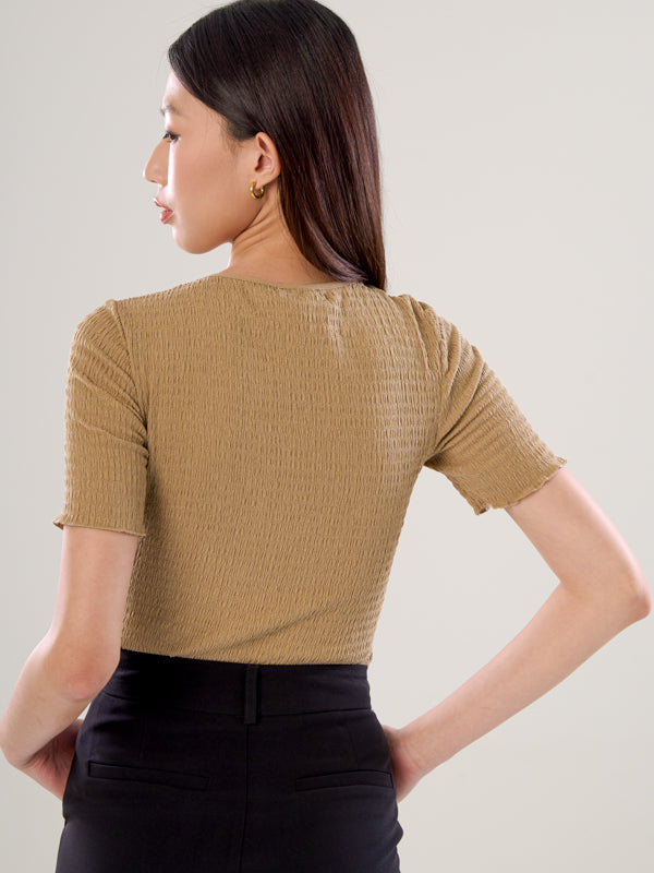 Smocked Short Sleeve Top