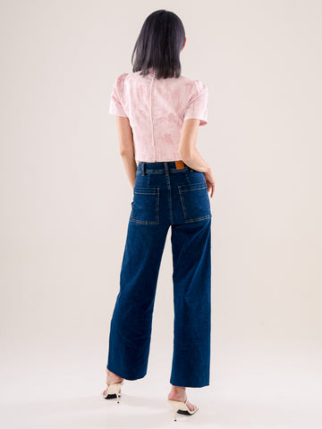 Jacquard Short Sleeve Crop Top