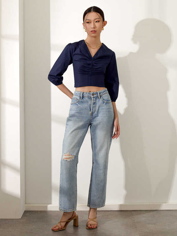 Gather Front Cropped Top