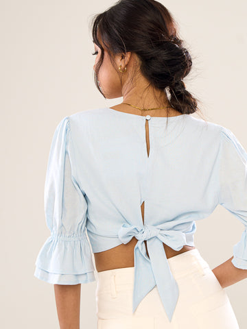 Cropped Top Tie-Back Ribbon