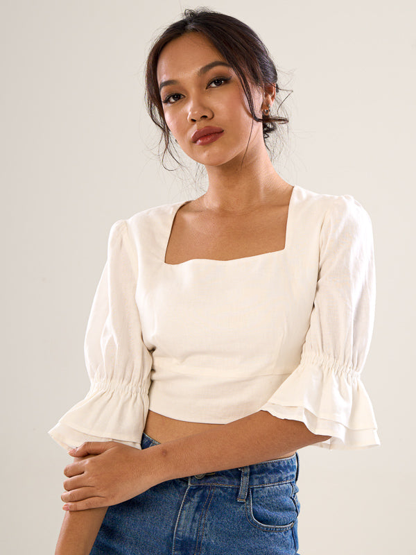 Cropped Top Tie-Back Ribbon