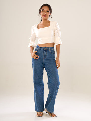 Cropped Top Tie-Back Ribbon