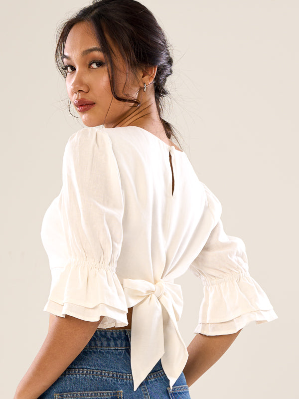 Cropped Top Tie-Back Ribbon