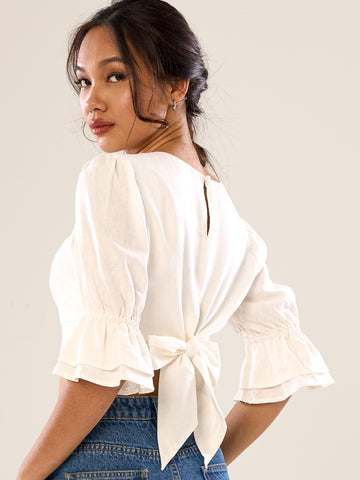 Cropped Top Tie-Back Ribbon