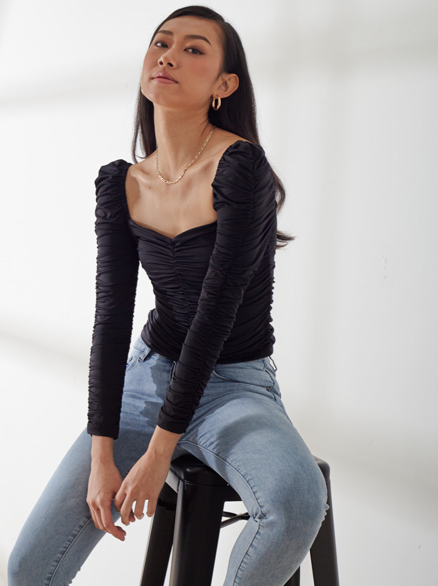 Sweetheart Neckline Ruched Top