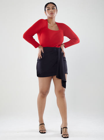 Open-Neck Long Sleeve Top