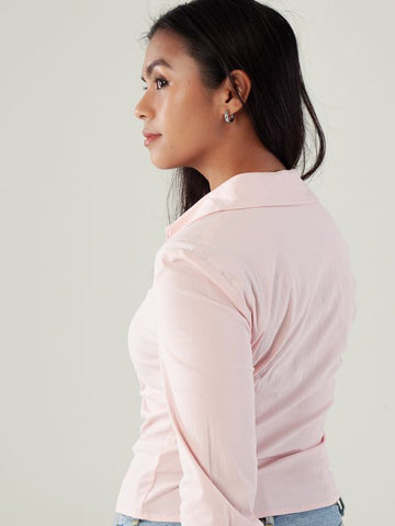 Ruched Button-Up Blouse