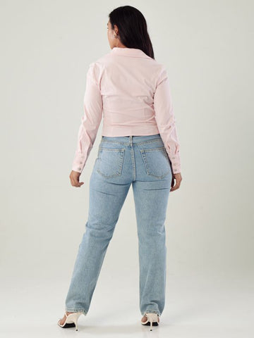 Ruched Button-Up Blouse