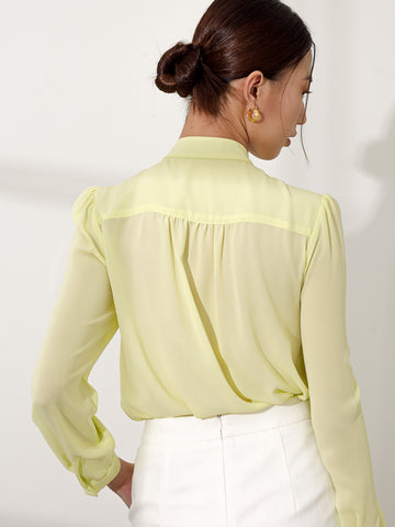 Front Tie Blouse - Light Yellow