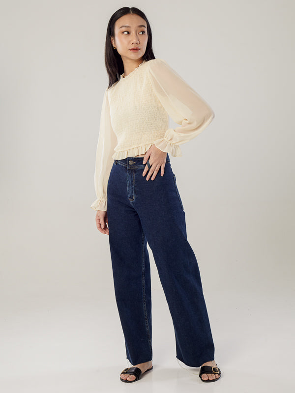 Smocked Top With Elastic Cuffs