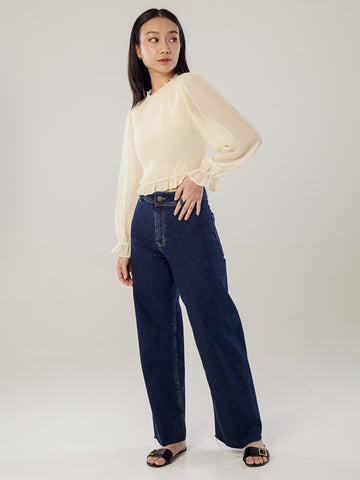 Smocked Top With Elastic Cuffs