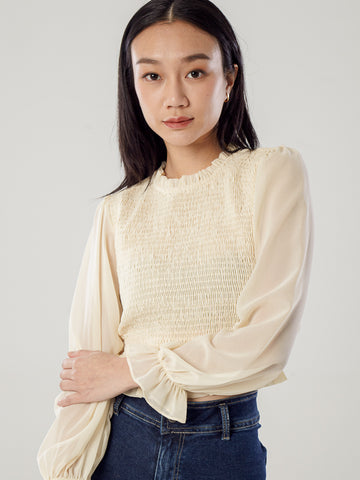 Smocked Top With Elastic Cuffs