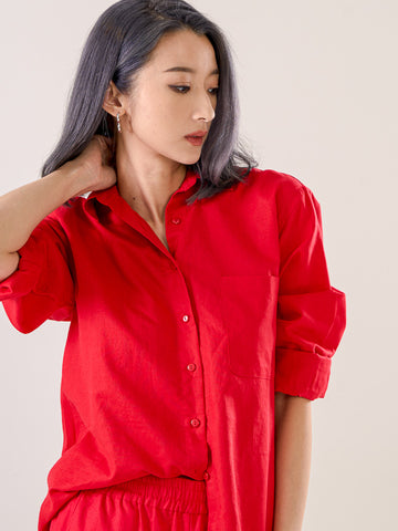 Loose-Cut Button-Up Shirt