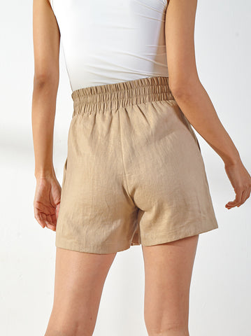 Pleated Linen Shorts