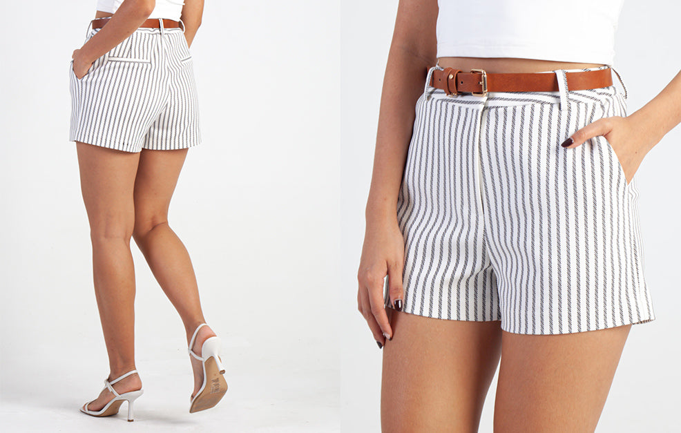Striped Cotton Shorts