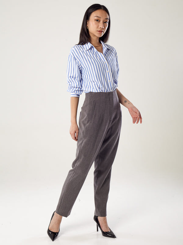 High-waisted Long Crepe Pants