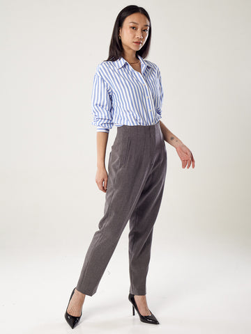 High-waisted Long Crepe Pants