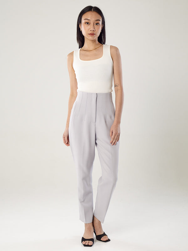 High-waisted Long Crepe Pants