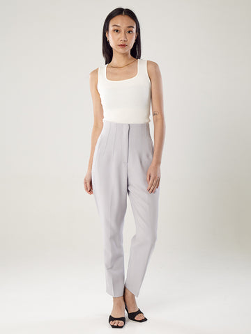 High-waisted Long Crepe Pants