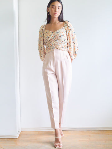 High-waisted Long Crepe Pants