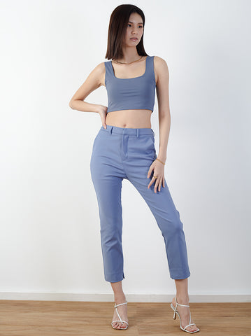 Power Suits High-Rise Pants-Blue